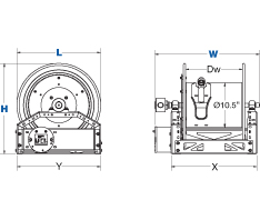 Dimensions for 1600 Series Hand Crank Reels from Coxreels