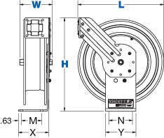 Dimensions for P Pure Flow Series Spring Driven Reels from Coxreels