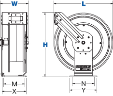 Dimensions for T-Fuel Series Spring Driven Reels from Coxreels