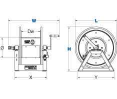 Dimensions for 1125PCL Series Spring Driven Reels from Coxreels