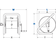 Dimensions for CM Series Hand Crank Reels from Coxreels