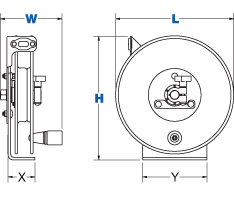Dimensions for SDH Series Hand Crank Reels from Coxreels