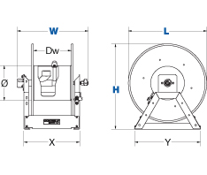 Dimensions for V1175 Series Hand Crank Reels from Coxreels
