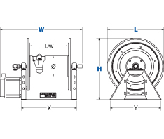 Dimensions for 1125 Pure Flow Series motorized Reels from Coxreels