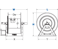 Dimensions for 1275 Series motorized Reels from Coxreels