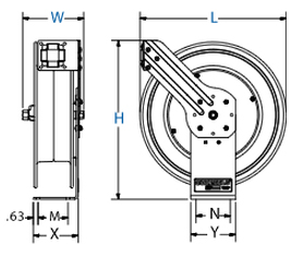 Dimensions for SH Series Spring Driven Reels from Coxreels