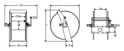 Dimensions for SM Series Hand Crank Reels from Coxreels