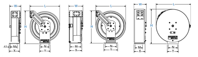 Dimensions for P-SS Series Spring Driven Reels Reels from Coxreels