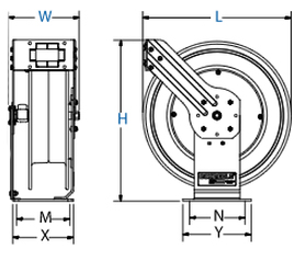 Dimensions for T Series Spring Driven Reels from Coxreels